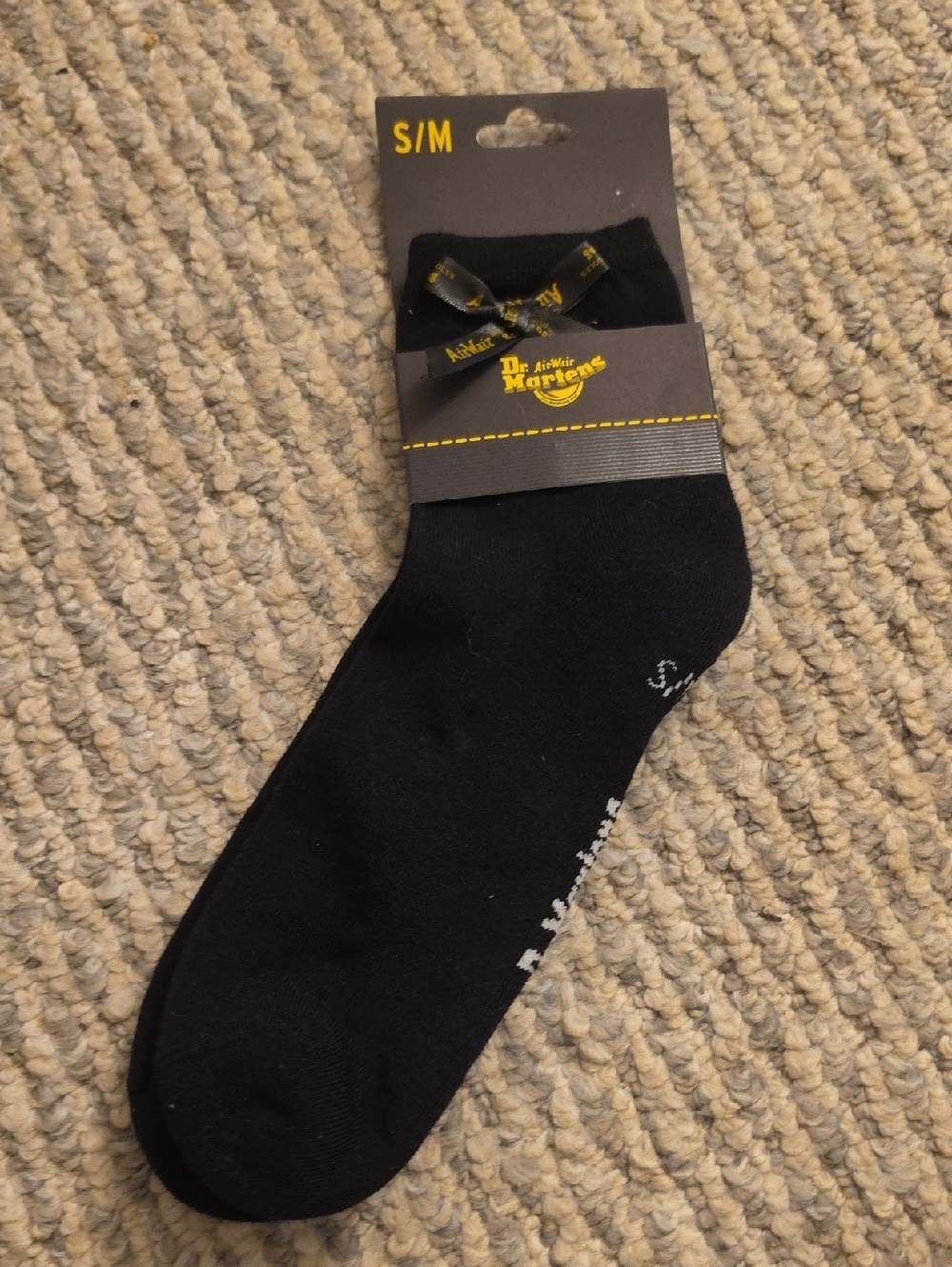 Dr. Martens Black Ankle Socks with Yellow Logo Accent
